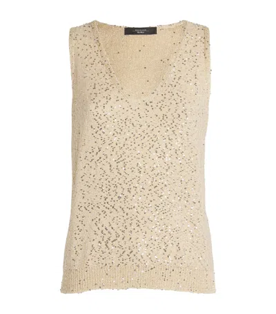 Weekend Max Mara Sequinned Knitted Tank Top In Silver