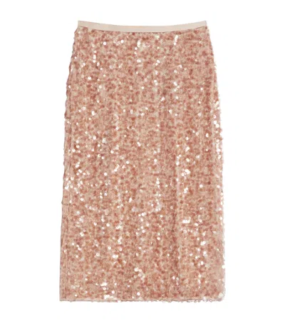 Weekend Max Mara Sequinned Midi Skirt In Pink