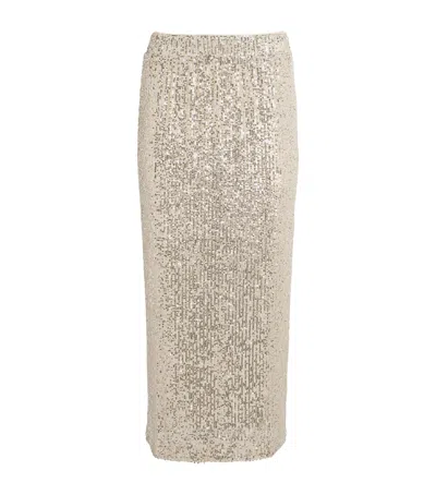 Weekend Max Mara Sequinned Midi Skirt In Silver