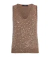 Weekend Max Mara Omens Acaici Sequin Knitted Top Marron Glace In Brown