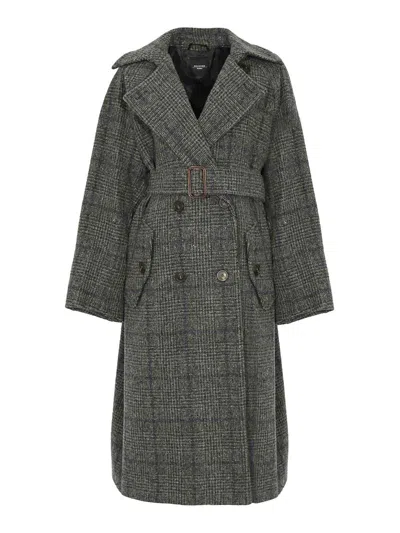 Weekend Max Mara Sestri Long Coat In Wool Tweed In Gray