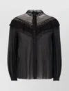 Weekend Max Mara Sheer Fabric Blouse Lace Detailing In Black