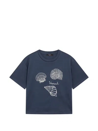 Weekend Max Mara Shell-embroidered T-shirt In Blue