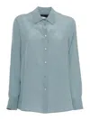 Weekend Max Mara Almina Silk Shirt Back Pleat In Green