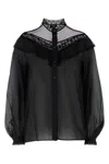 Weekend Max Mara Sheer Fabric Blouse Lace Detailing In Black