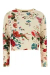 Weekend Max Mara Floral Denis Cropped Sweater In Disegno Fiore Romantico