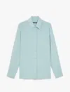 Weekend Max Mara Almina Silk Shirt Back Pleat In Green