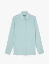 Weekend Max Mara Almina Silk Shirt Back Pleat In Green