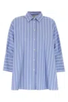 Weekend Max Mara Oversized Striped Cotton Poplin Shirt In Stripped