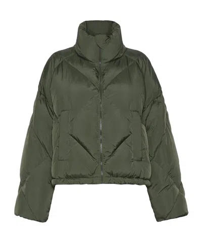 Weekend Max Mara Short Down Jacket In Technical Plain-weave Fabric In Green