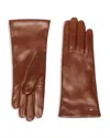 Weekend Max Mara Short Lined Leather Gloves In Brown