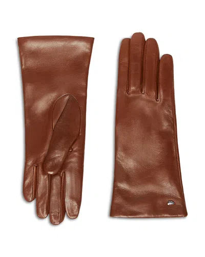 Weekend Max Mara Short Nappa Leather Gloves In Brown