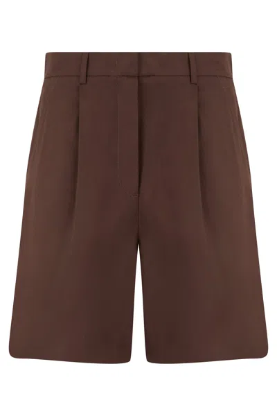 Weekend Max Mara Short Pants In Mixed Cotton Linen In Brown