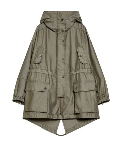 Weekend Max Mara Short Parka Coat In Gray