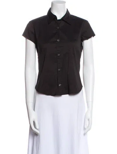 Pre-owned Weekend Max Mara Short Sleeve Button-up Top In Black