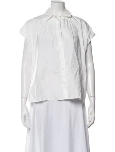 Pre-owned Weekend Max Mara Short Sleeve Button-up Top In Neutrals