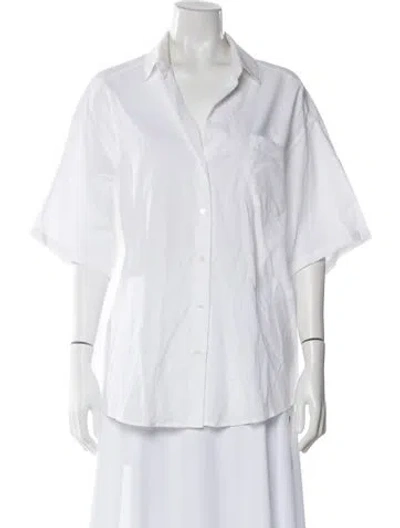 Pre-owned Weekend Max Mara Short Sleeve Button-up Top In White