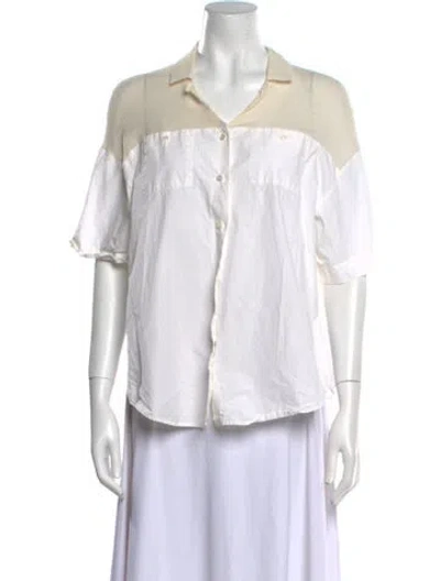 Pre-owned Weekend Max Mara Short Sleeve Button-up Top In White