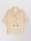 Weekend Max Mara Short Sleeve Double Breasted Coat Front Pockets In Neutral