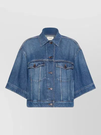 Weekend Max Mara Short Sleeve Jacket Chest Pockets Collar In Blue