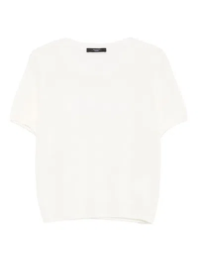 Weekend Max Mara Short-sleeve Round-neck Sweater In White