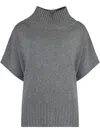 Weekend Max Mara Short Sleeve Cowlneck Sweater In Grey