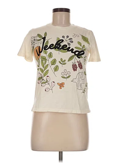 Pre-owned Weekend Max Mara Short Sleeve Top Ivory Mock Neckline Tops