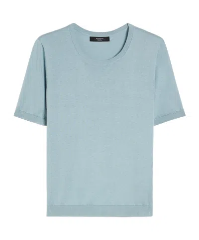 Weekend Max Mara Short-sleeved Knitted T-shirt In Blue