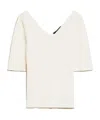 Weekend Max Mara Stretch-linen V-neck T-shirt In White