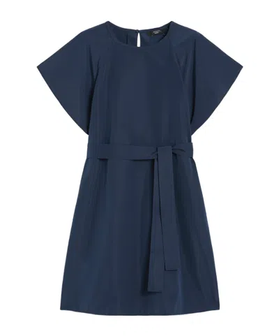 Weekend Max Mara Taffeta Belted Mini Dress In Blue