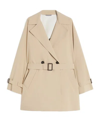 Weekend Max Mara Short Waterproof Canvas Trench Coat In Gray