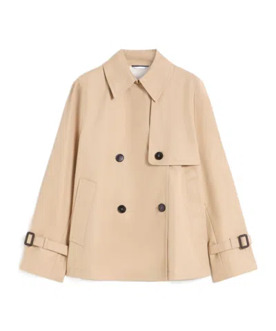 Weekend Max Mara Short Waterproof Twill Trench Coat In Neutral