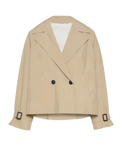 Weekend Max Mara Short Water-repellent Canvas Trench Coat - Beige In Brown