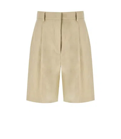 Weekend Max Mara Ecuba Bermuda Shorts In Linen-blend In Beige