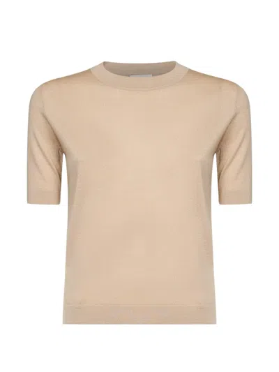 Weekend Max Mara Short-sleeve Crew-neck Sweater In 뉴트럴
