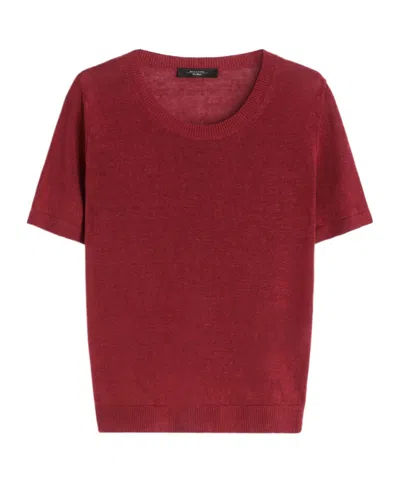 Weekend Max Mara Short-sleeve Linen Top In Red