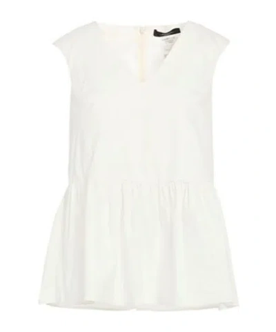 Weekend Max Mara Short-sleeved Cinched-waist Top In White