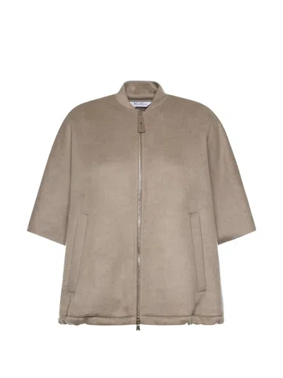 Weekend Max Mara Short-sleeves Zip-up Jacket In Brown