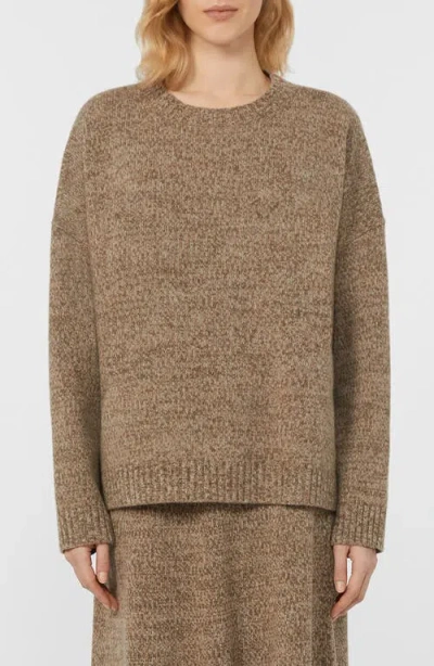 Weekend Max Mara Sibari Mélange Wool Crewneck Sweater In Brown