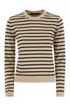 Weekend Max Mara Sicilia Striped Crew Neck Silk Blend Sweater In Brown