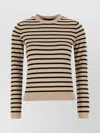 Weekend Max Mara Sicilia Striped Crew Neck Silk Blend Sweater In Neutral