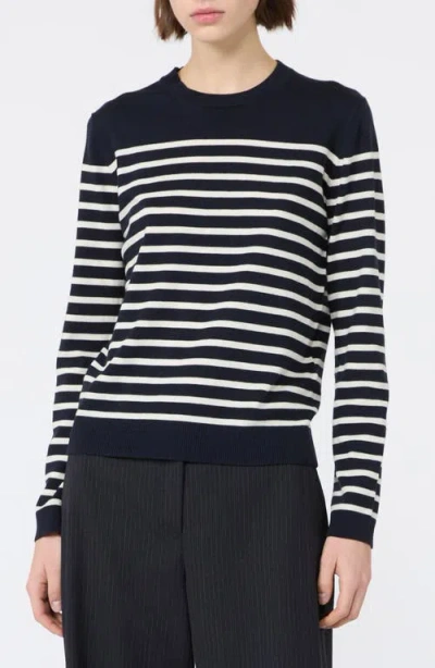 Weekend Max Mara Sicilia Striped Silk & Wool Sweater In Blue
