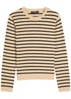 Weekend Max Mara Sicilia Striped Crew Neck Silk Blend Sweater In Neutral
