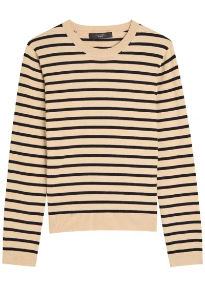 Weekend Max Mara Sicilia Striped Silk-blend Jumper In Sand