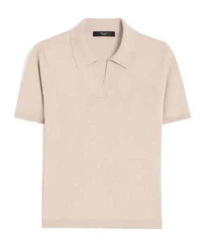 Weekend Max Mara Silk And Cotton Polo T-shirt In Brown