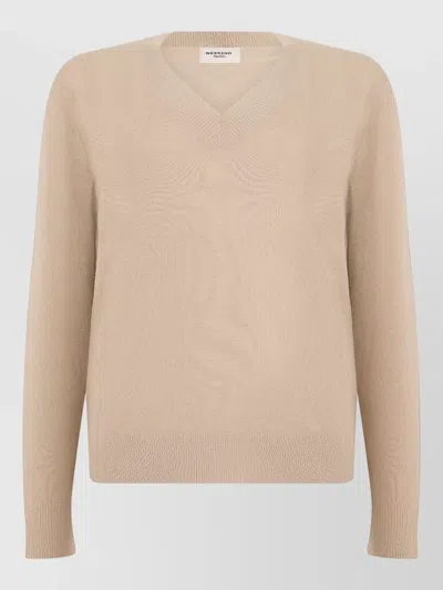 Weekend Max Mara Silk Cashmere V-neck Sweater In Pink