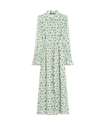 Weekend Max Mara Silk Crepe Chine Shirt Dress In Pastel Green
