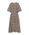 Weekend Max Mara Floral-print Short-sleeve Midi Dress In Brown