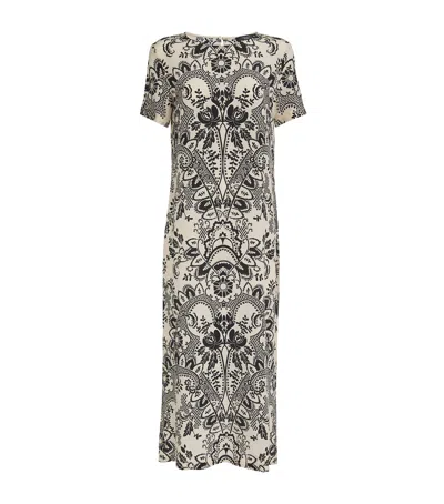Weekend Max Mara Silk Crepe De Chine Printed Midi Dress In White