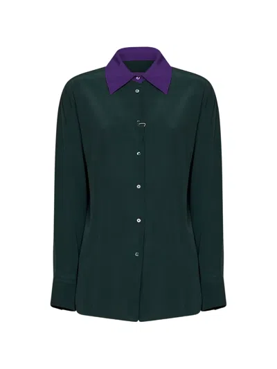 Weekend Max Mara Silk Crepe De Chine Shirt In Green